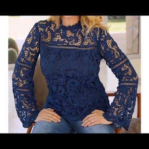 Boston Proper Illusion Lace Top